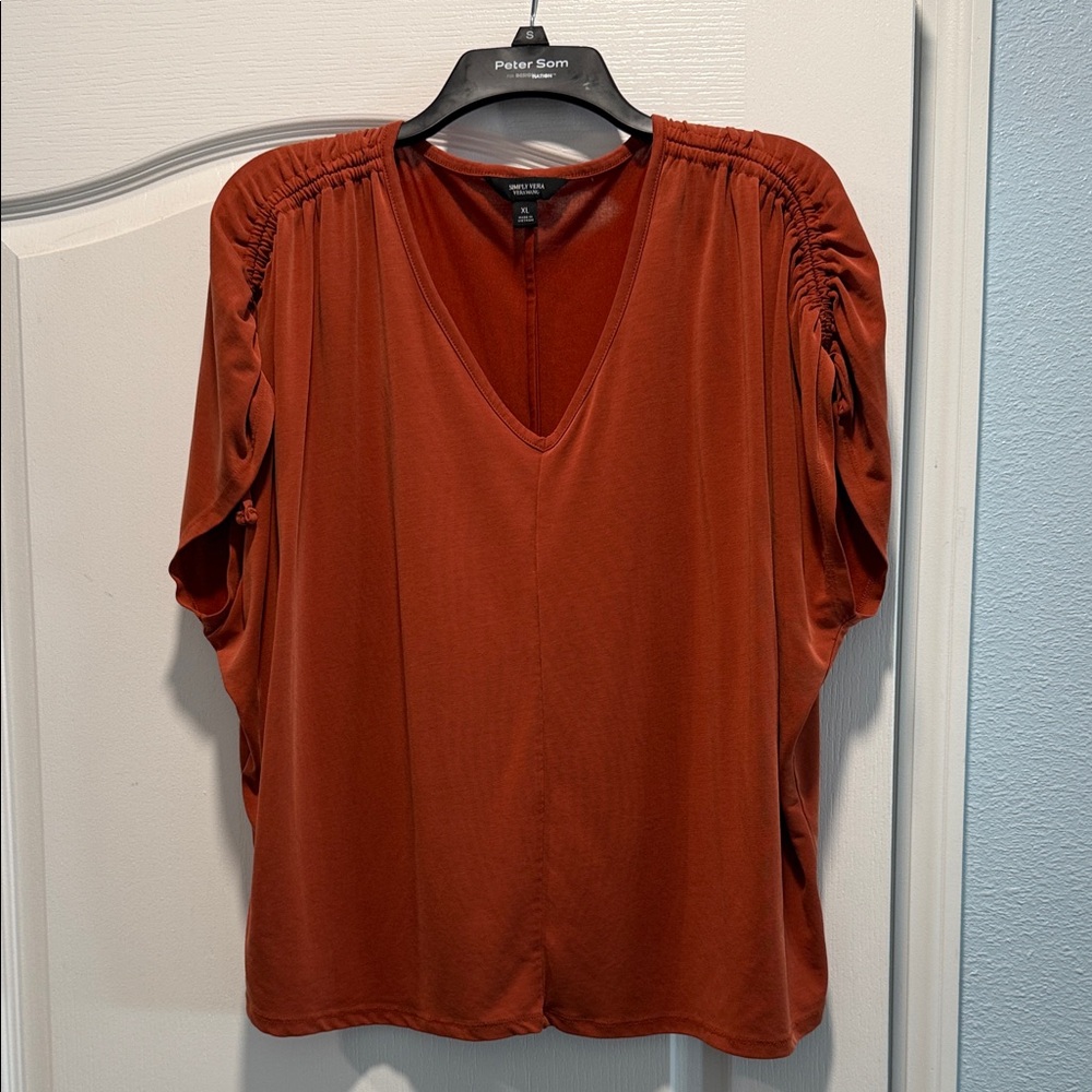 Simply Vera Vera Wang Rust V-Neck Blouse